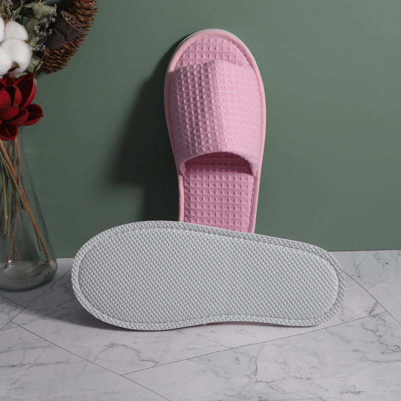 Fast Delivery Customized Hotel SPA Slippers Waffle Open Toe Slipper