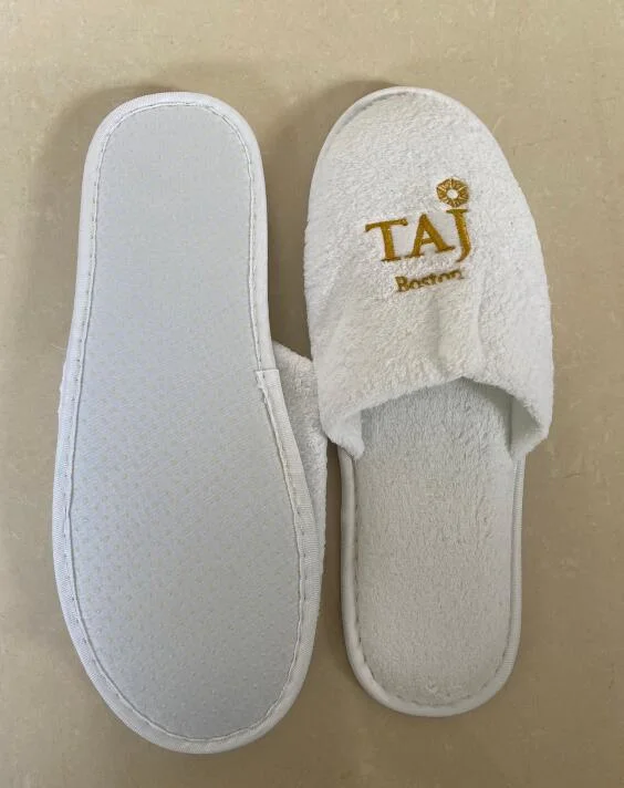 Disposable Washable Hotel Bulk SPA Slippers/Open Toe/White Cotton Fabric