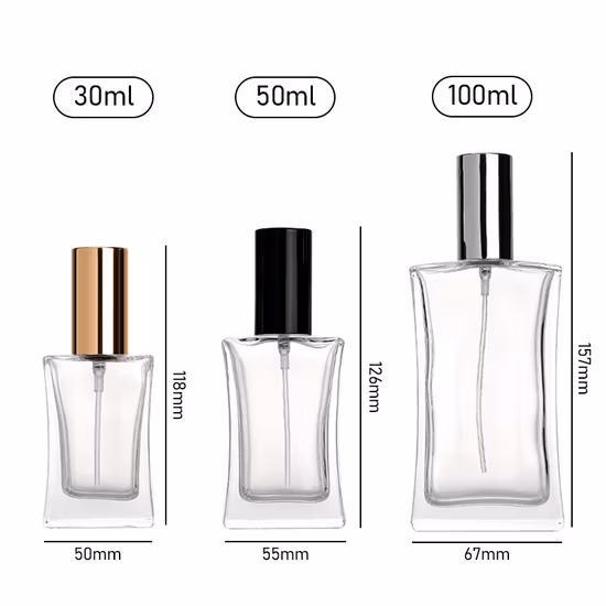 Paquete cosmético de botella de spray de perfume de alta claridad de 50 ml
