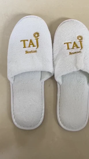 Zapatillas de spa a granel desechables lavables para hotel/punta abierta/tela de algodón blanca